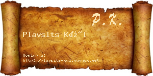 Plavsits Kál névjegykártya